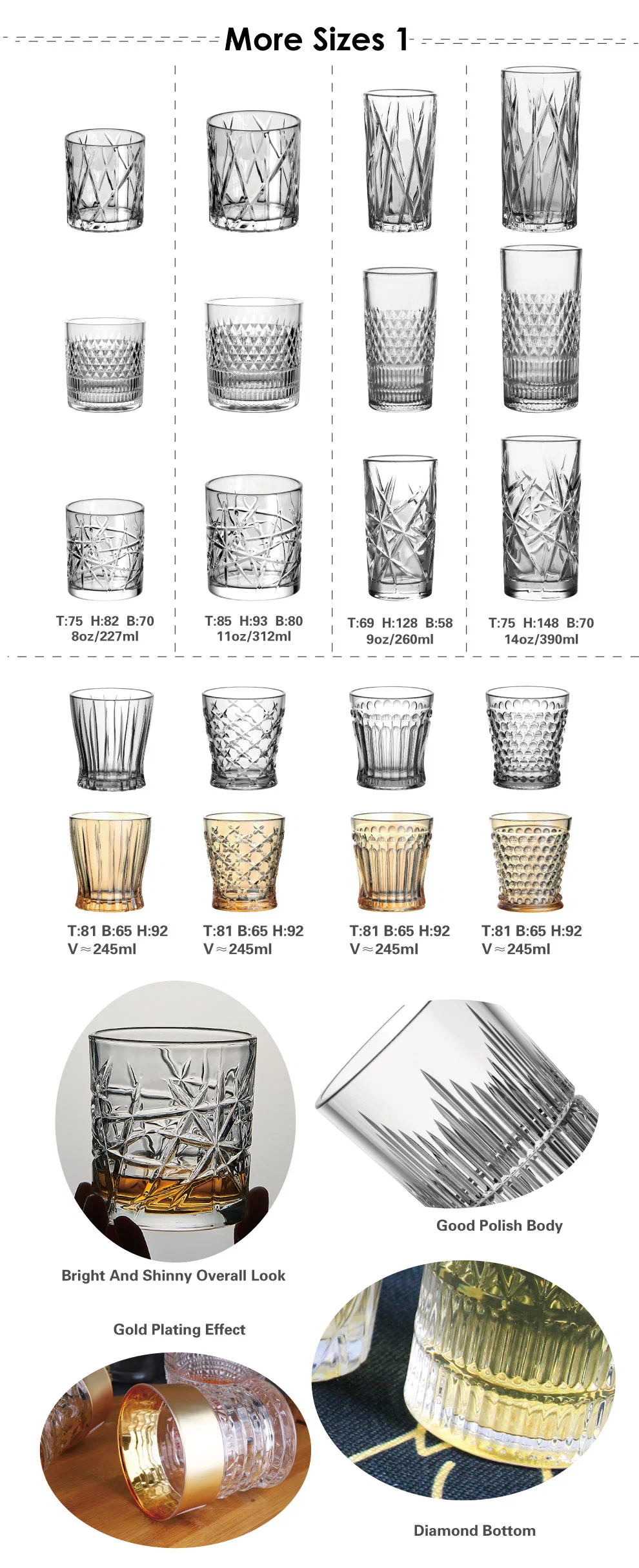 in Stock Engrave Round Heavy Base Clear Crystal Whisky Tumblers Cup Liquor Whiskey Glass Cup for Bar Party