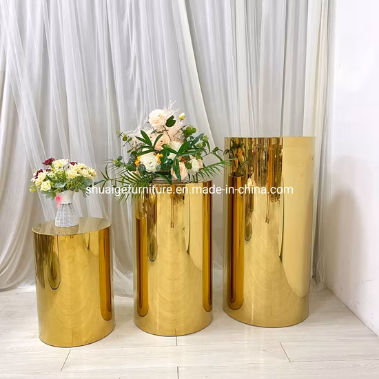Pilier de support à gâteaux doré, décoration de mariage, bougeoir, plinthes