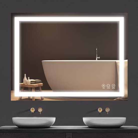 Miroir lumineux mural décoratif de vanité de salle de bains avec lumières LED
