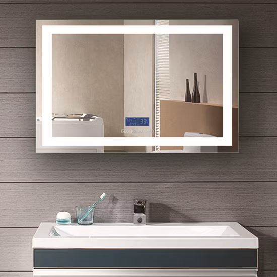 Décoration murale pour la maison, meubles de salon, maquillage, cosmétique, vanité intelligente, éclairage éclairé, rétro-éclairé, miroir LED de salle de bain avec lumières, désembueur, Bluetooth